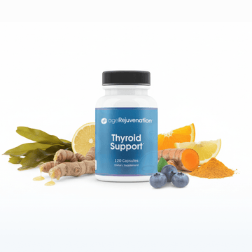 Thyroid Support Supplement bottle with ingredients